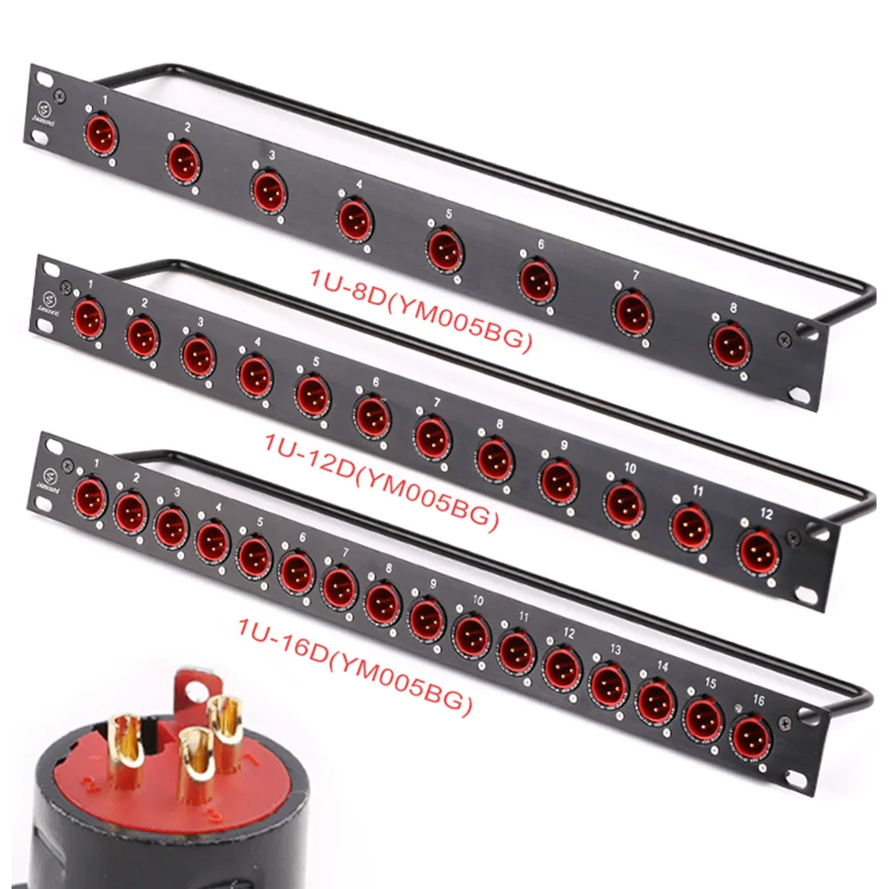 Rack Patch Panel 8 12 16 Way XLR Male Canon Connnector 1U Flight Case Mount for Professional Loudspeaker Audio Cable Dj Mixer