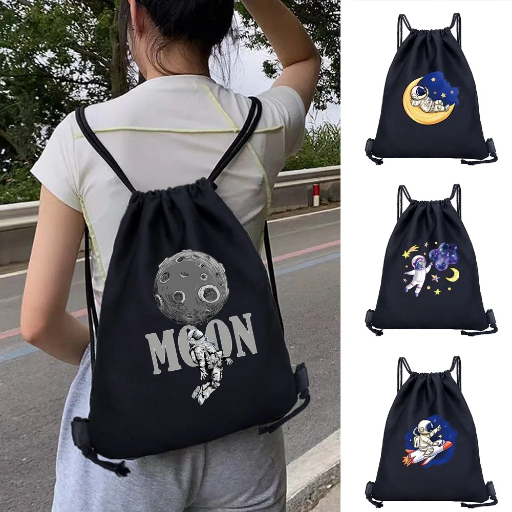Canvas Drawstring Shoulder Bag Foldable Backpacks for Women Casual String Backpac Design Portable Gift Storage Bag Backpacker