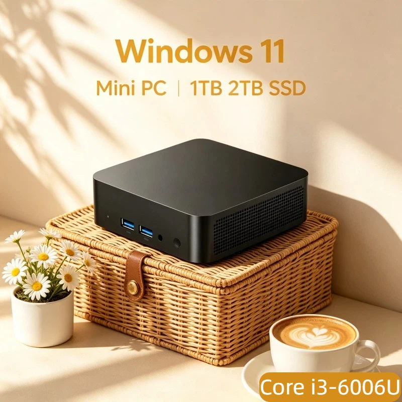

Stylish Core i3-6006U Windows 11 Pro Mini PC 32GB RAM WiFi6 BT5.2 1TB/2TB SSD 4K HD Office Gaming PC 3 Years Warranty