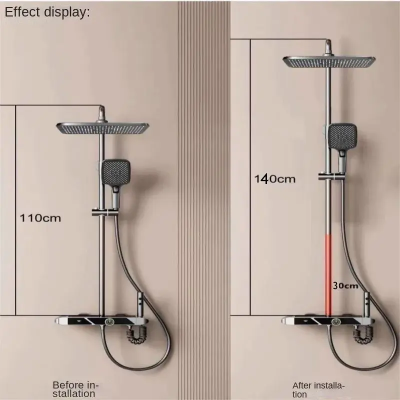 Asta di prolunga per doccia rotonda Staffa per doccia Prolunga per doccia da 30 cm Tubo di prolunga grigio Tubo di prolunga extra bianco Accessori