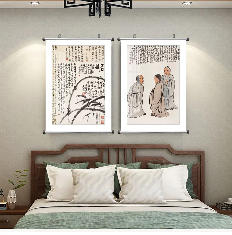 Teahouse Decor Chinese Famous Canvas Painting Qi Baishi Fruit Peach Zen Wall Art Poster Picture Print Office Living Room Home