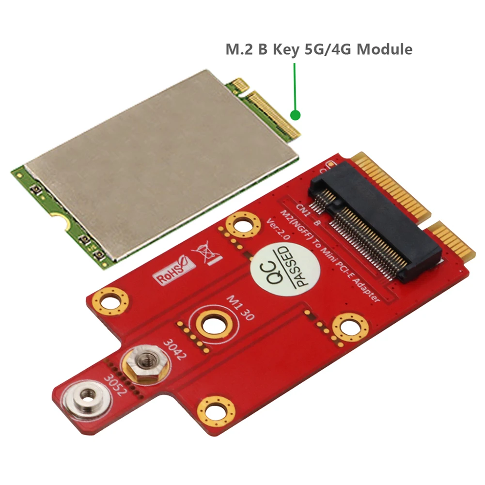 M.2 Key B to Mini PCI-E Adapter for 3G / 4G / 5G Module with 2 NANO SIM Card Slots NGFF M2 to Mini PCI Express Expension Card