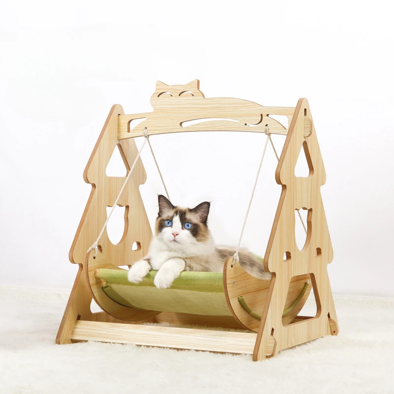 

Cat Hanging Basket Solid Wood Swing Dog Nest Hanging Bed Dog Cradle Sleeping Basket Rope Hanging Basket Dog Cradle