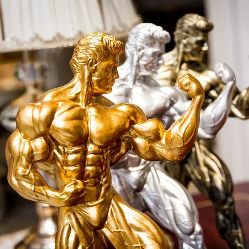Resin Fitness Muscle Man Sets Up Bodybuilding Sports Competition Trophies Boxing Figures Statues Sculptures Gym Decorations