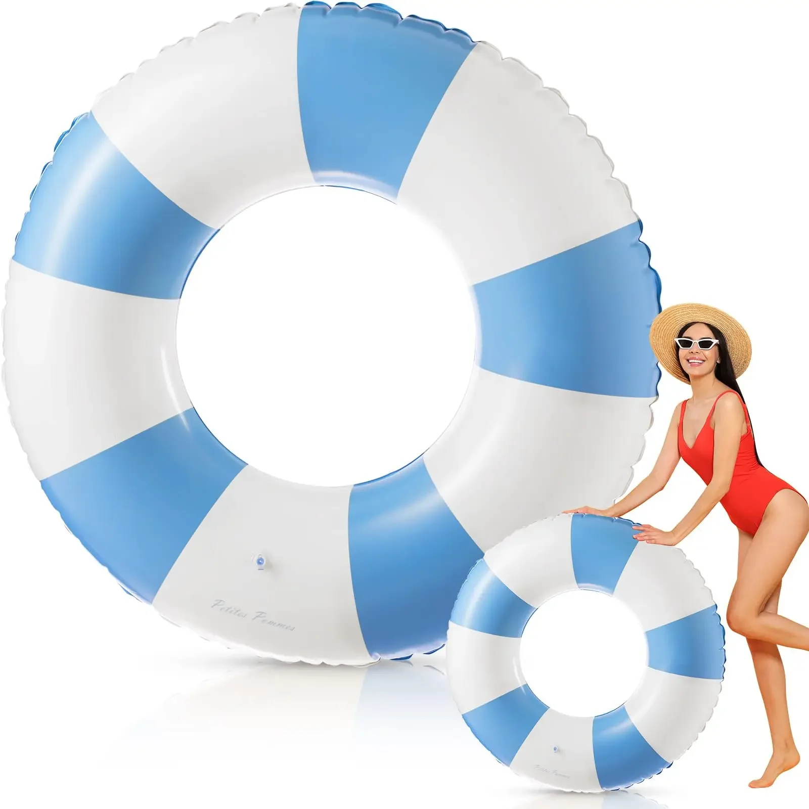 

Hot Sale Blue Striped Pool Ring Children Adult Inflatable Float Summer Beach Party Decoration Supplies inflatable swim ring