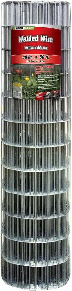 

2x4 Inch Mesh Welded Wire Fence, 48x50 Ft, 14-Gauge Galvanized Steel for Animal Enclosures, Garden Protection