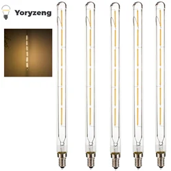 Bombilla de tubo LED de 5 piezas, 3W, 4W, 6W, T20, E14, filamento Retro Vintage COB, 220V, 240V, lámpara Tubular antigua de 2700K, carcasa de vidrio blanco cálido