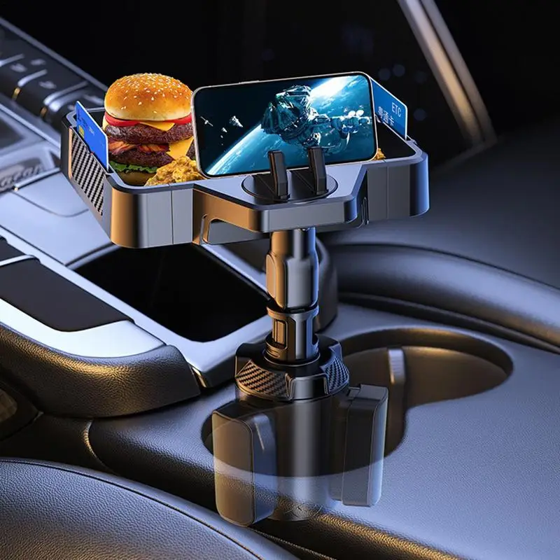 Car Cup Holder Tray 360 Degree Rotation Car Tray Cell Phone Slot Car Food Table Organizer Adjustable Drink Holder Car Accesories