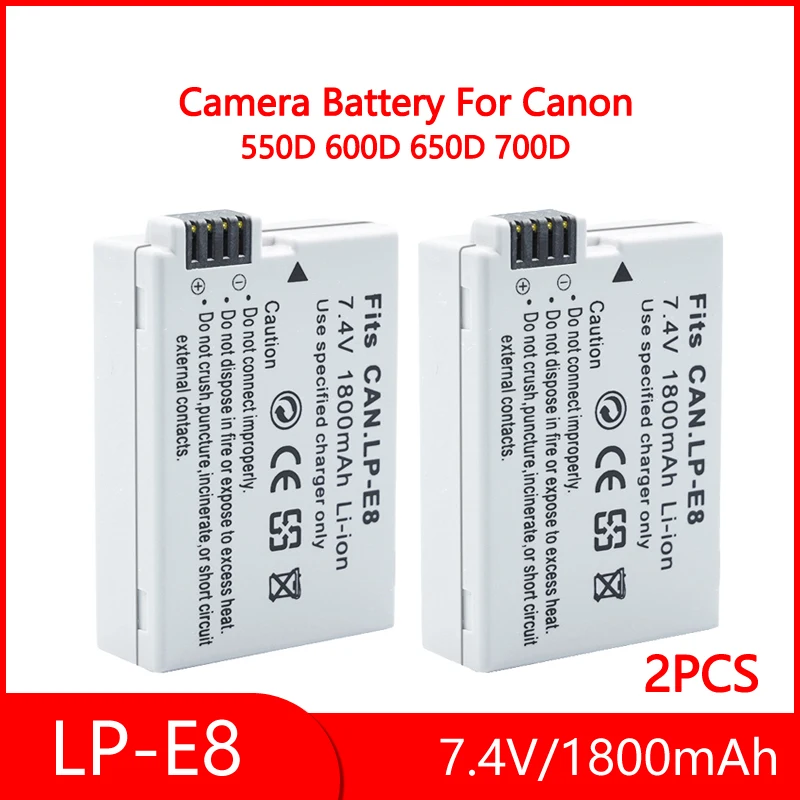 

1900mAh LP-E8 LPE8 Camera Battery for Canon 550D 600D 650D 700D Kiss X4 X5 X6i X7i Rebel T2i T3i T4i T5i Battery 2pcs