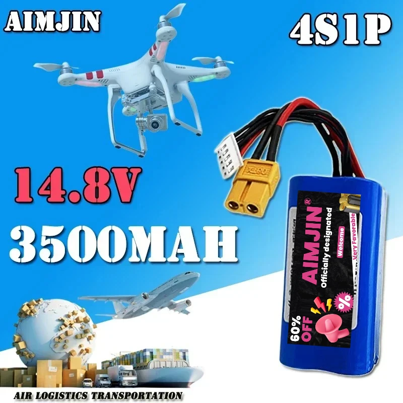 

4S1P 14.8V 3500mAh LI-ION Battery 18650 For GA Battery Pack Model Airplane With XH2.54-5P XT60 Connector