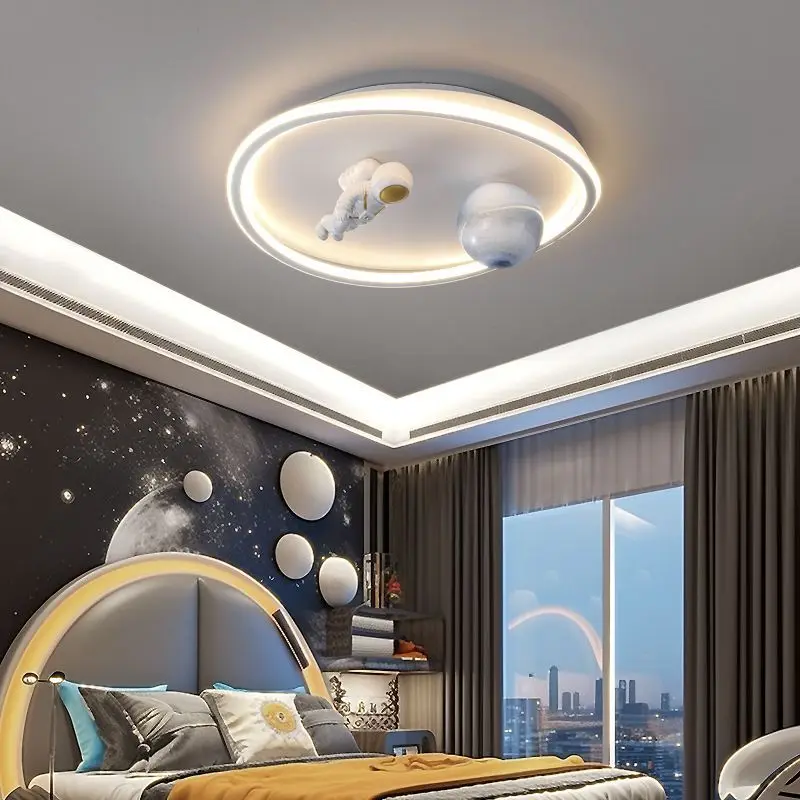 Modern Astronaut Led Ceiling Lights Kids Room Decor Children Baby Boys Girls Bedroom Chandelier Cartoon Planet Moon Ceiling Lamp