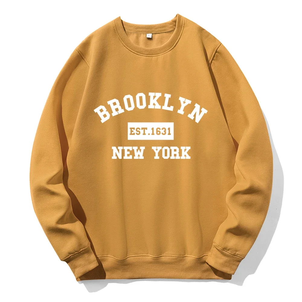 

Brooklyn Est. 1631 New York Letter Printing Men Hoodies Daily Basic Casual Hoodie Warm Spandex New Hoody Loose Street Sweatshirt