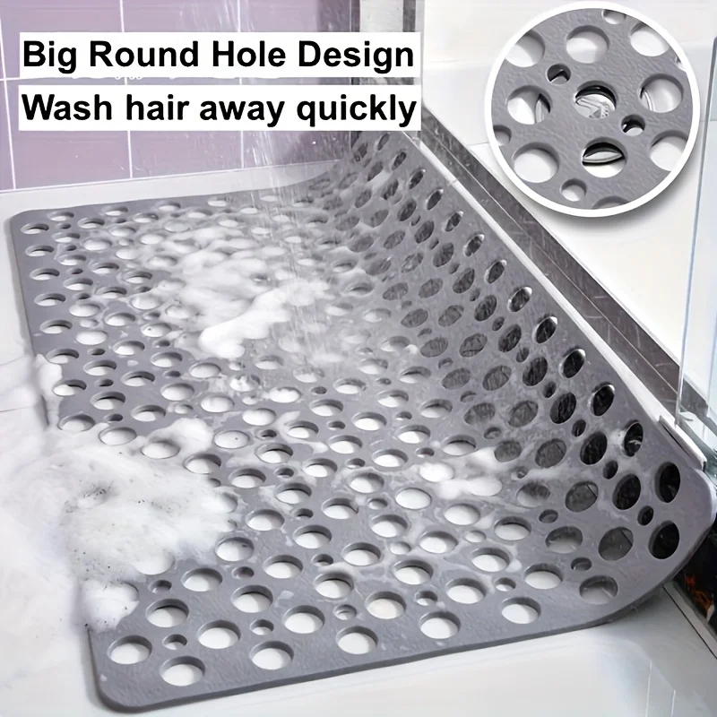 Non-Slip Bathroom Mat with Suction Cups Quick-Dry Shower Pad with Circular Hole Rings Ideal for Home and Hotel Bathrooms