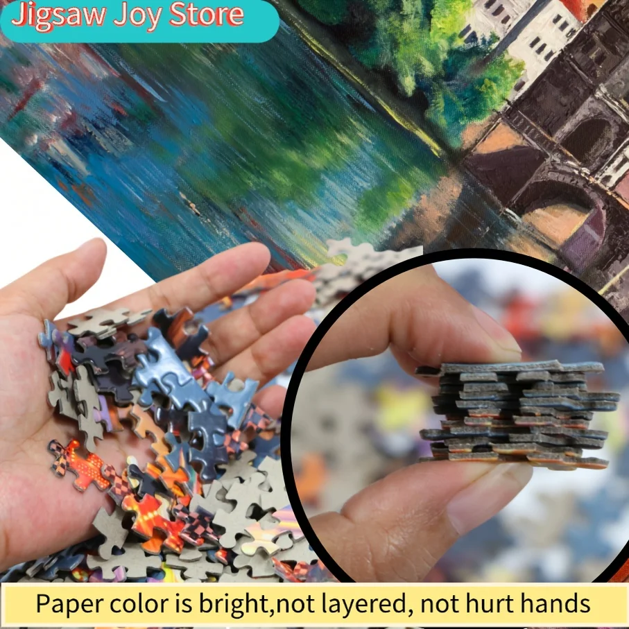 1 scatola di puzzle di carta (1 pezzo) - si adattano perfettamente tra loro - per adulti - Gioco "Dipinto a olio Praga" - Ideale per feste, famiglia e amici