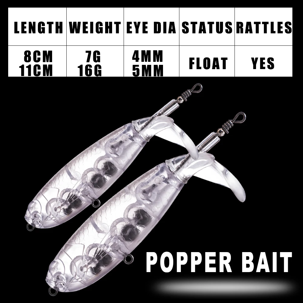 Dr.Holife   Floating Popper Blank Baits Unpainted Popper Blanks Lure 8CM/10CM 2 Sizes Artificial Hard Bait For DIY Fishing Lures