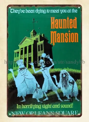 Office decor Haunted Mansion 1969  New Orleans Square metal tin sign