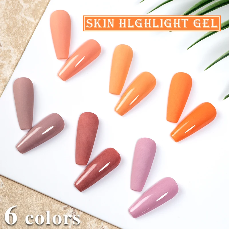 Bozlin Huid Hoogtepunt Gel Oranje Roze Kleur Langdurige Nagels Art Verf Gereedschap Semi Permanente Soak Off Led Uv Gel pompoen Kleur