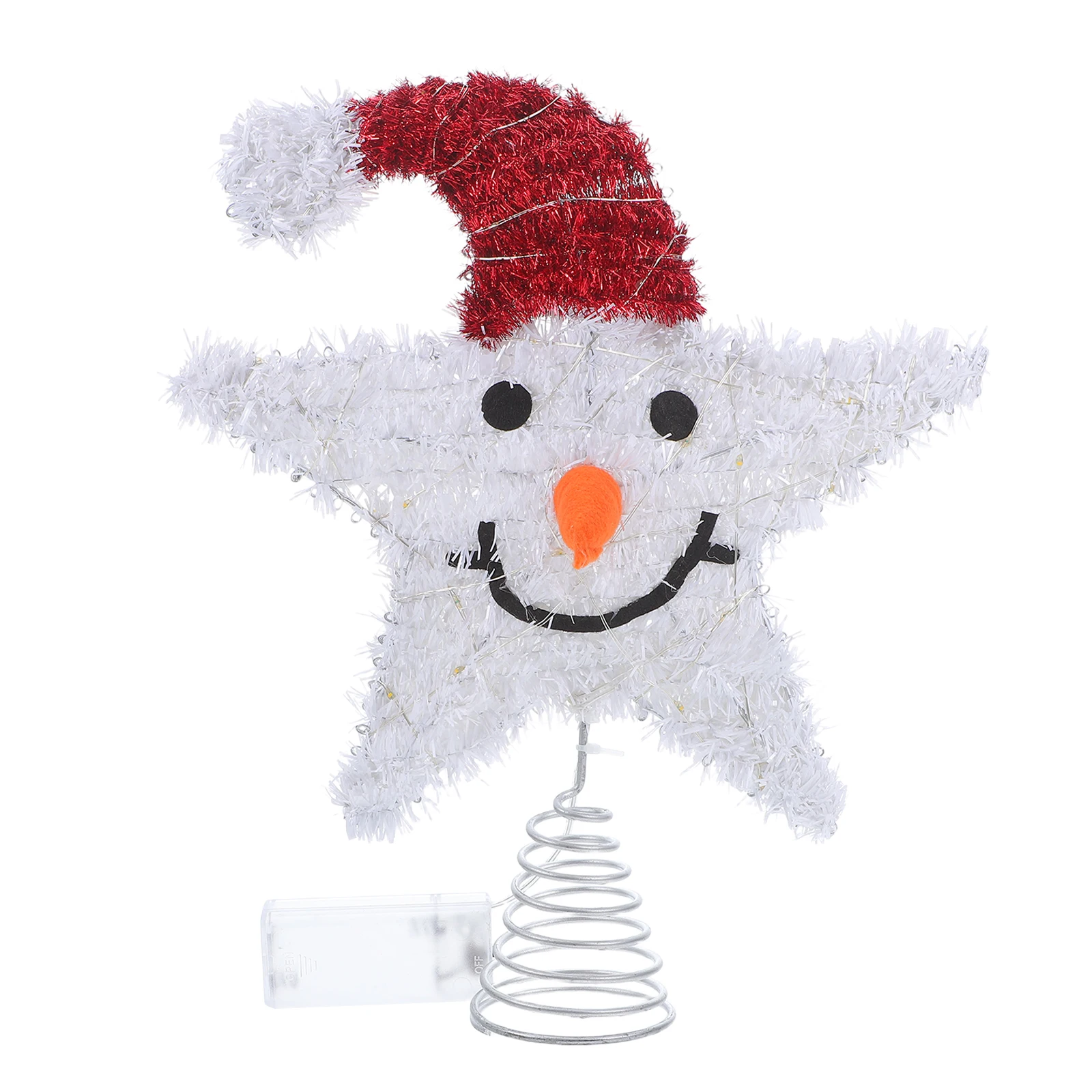 

Christmas Tree Top Topper Snowman Shining Ornament Shaped Glitter Decorate Decorative Illuminated