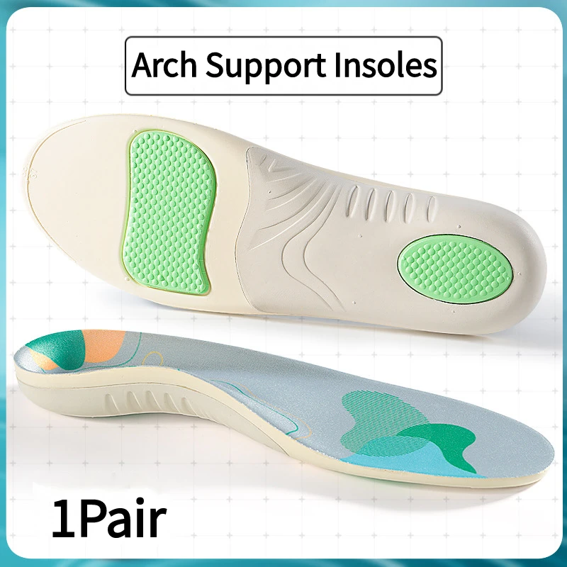1Pair Flat Foot Orthotic Insoles Comfortable Arch Support Insole Shock Absorption Shoe Sole Men and Women Sports Insoles