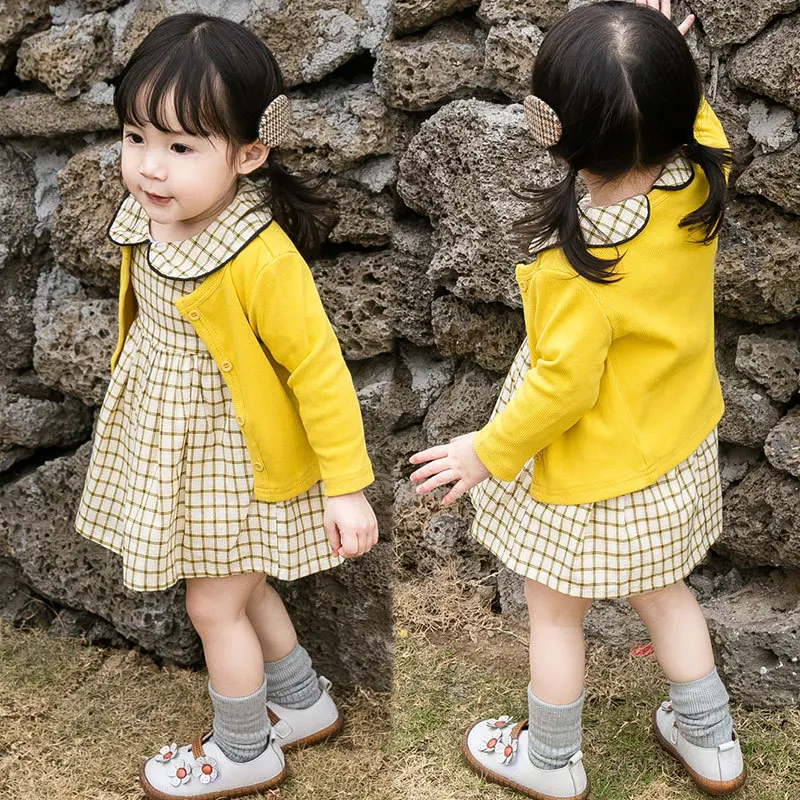 

New girls Korean style suit skirt loose little fairy dress children infant baby spring and autumn two-piece set