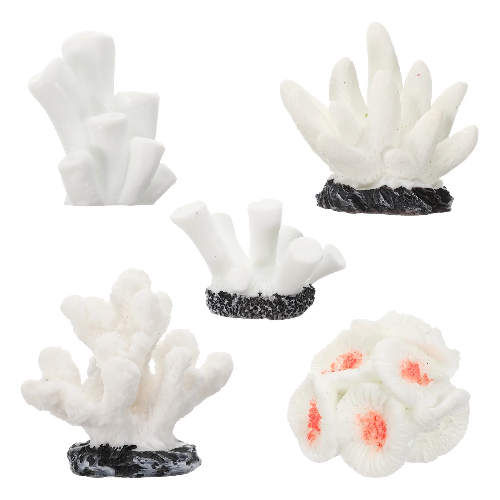 

5Pcs Simulation Coral Decor Resin Fish Tank Ornaments Natural Style Safe Cleaning Home Office Desktop Aquarium Decoration