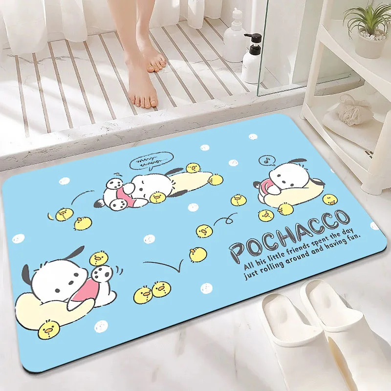 Sanrio Pacha Cartoon Pattern Diatom Bath Mat Home Decor Super Absorbent Bathroom Rugs Non Slip Doormat For Washable Housewears