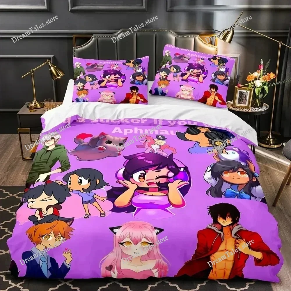 

APHMAU Bedding Set Single Twin Full Queen King Size Kawaii Aphmau Bed Set Aldult Kid Bedroom Duvetcover Sets 3D Print Anime Bed