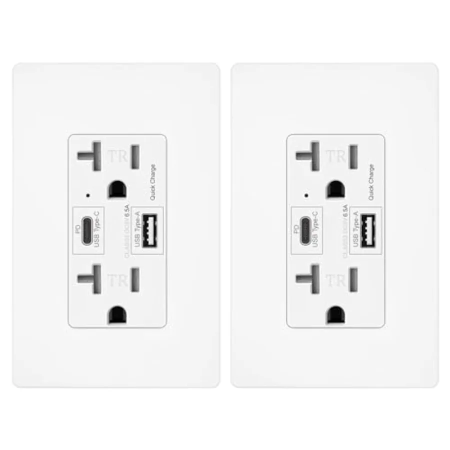 

Розетка USB-C + A с поддержкой PD 65W GaN + Power Delivery, 6.5A, с портами Type-A и Type-C, 5 В, с защитой от несанкционированного доступа, для USB-C устройств