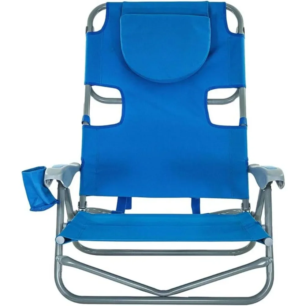 On-Your-Back Outdoor Lounge 5 Position Reclining Beach Chair, 9 Inch, Adjustable, Durable, Lightweight (2 Pack)