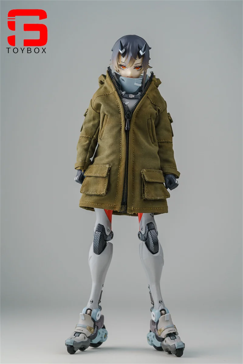 재고 있음 1/12 스케일 여성 지퍼 긴 후드 윈드 브레이커 의류 모델 맞는 6 ''Romankey Soldier 액션 피규어 바디 인형
