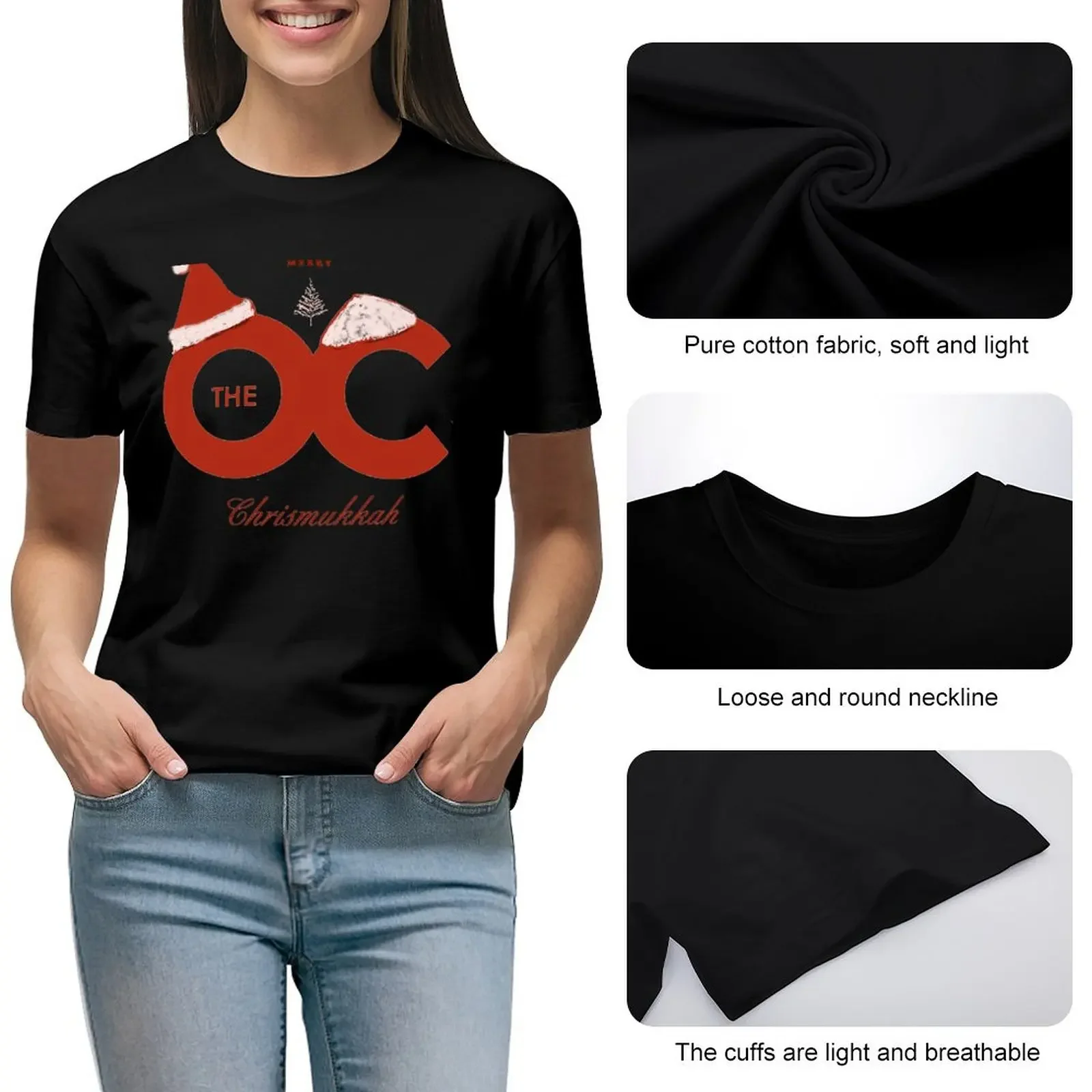 THE O.C. - Merry Chrismukkah T-shirt Short sleeve tee cute tops oversized t shirts for Women