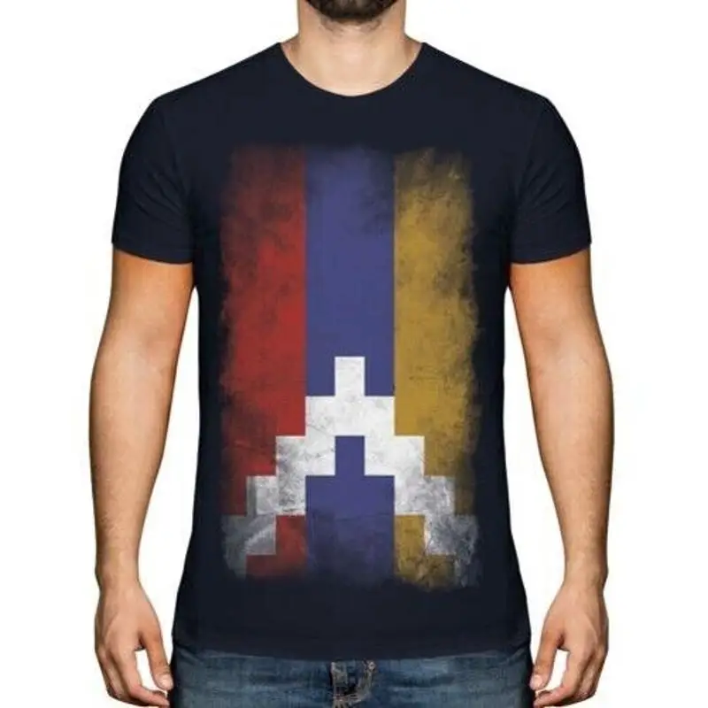 Нагоно-Футболка с потертым флагом Республики Карабах, чайные вязаные платья, трикотажные платья