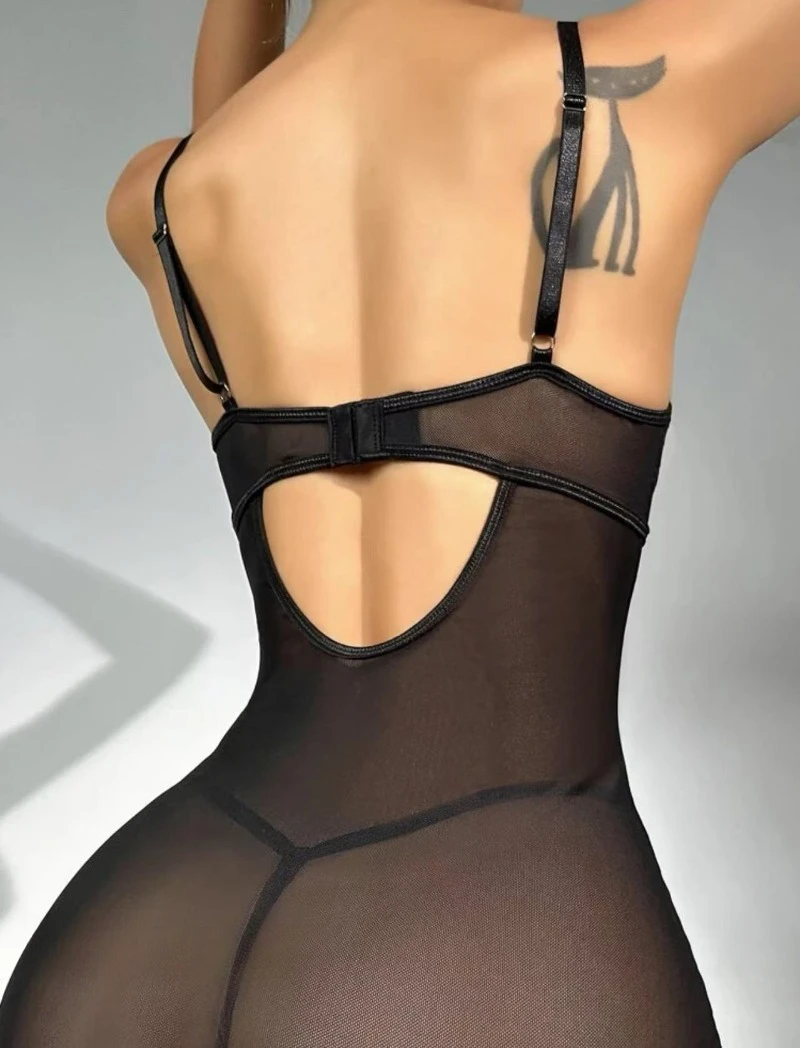 2026 New Style Women's Sleepwear -Lace Sleeping Dress with Grid Pattern, Sexy Strapless V-Neck Tight-Fitting One-Piece Sleepwear