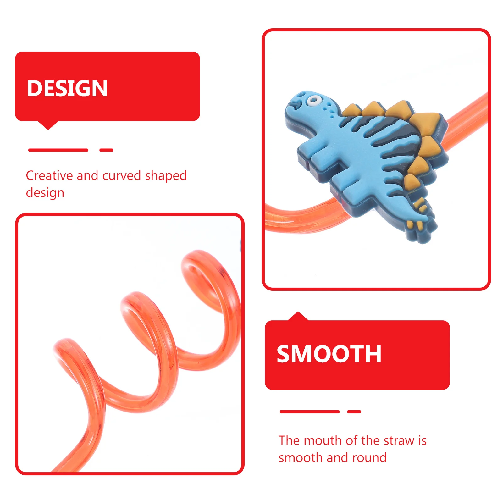 

18Pcs Soft Silicone Cartoon Dinosaur Reusable Drinking Straws Party Supplies Curly Bent Beverage Straws Festival Birthday