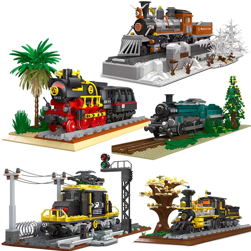 

Germany Railway Flatbed Wagon Building Block Freight Train Cargo Locomotives Technical Brick Model Toys For Kid Xmas Gift MOC