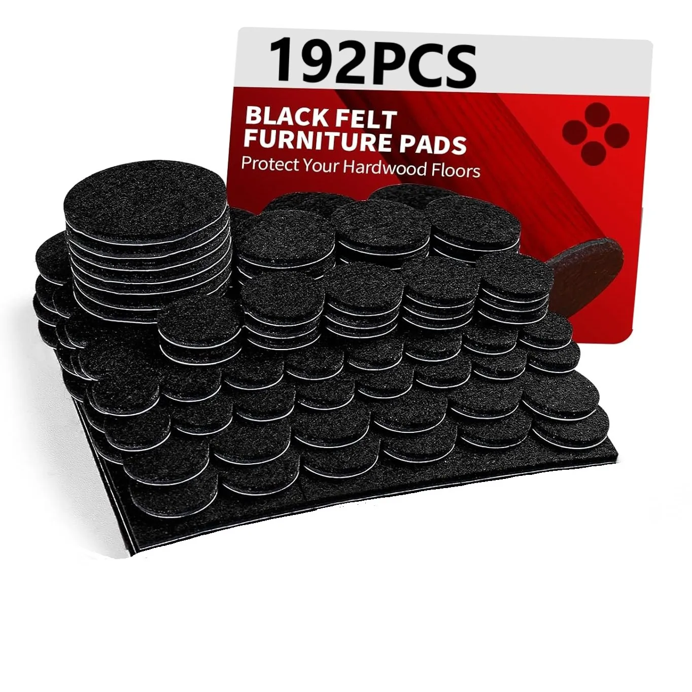 

192 Pcs Felt Furniture Pads for Hardwoods Floors, Self Adhesive Cuttable Chair Felt Pads