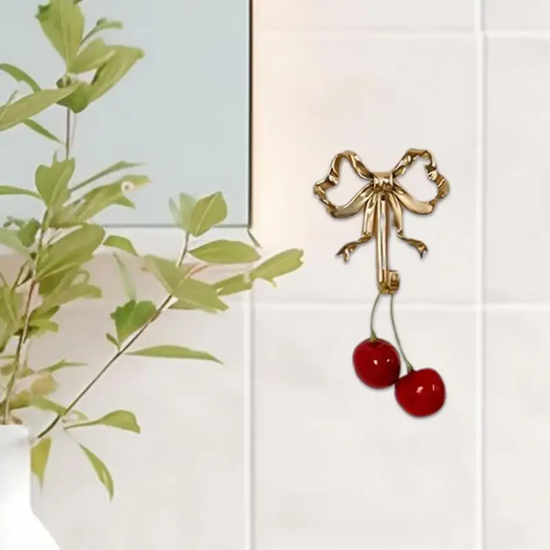 Bow Coat Hook Coat Hat Towel Hook Multi-purpose Brass Bow Wall Hooks Door Retro Door Wall Mounted Brass Hanger For Bathroom