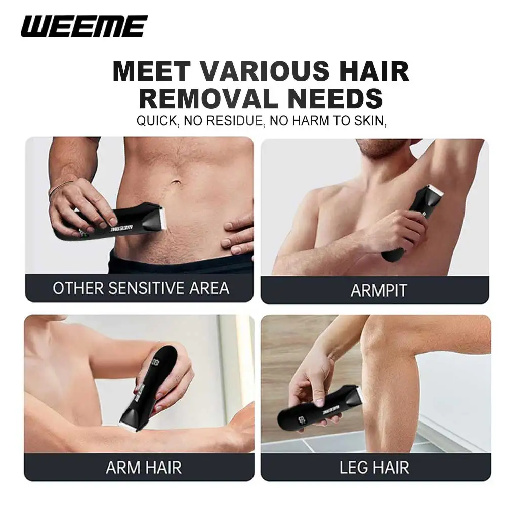 Men's Body Grooming Trimmer with Digital Display, Multi-Functional Electric Hair Removal, Portable Quick Body Hair Trimmer for P