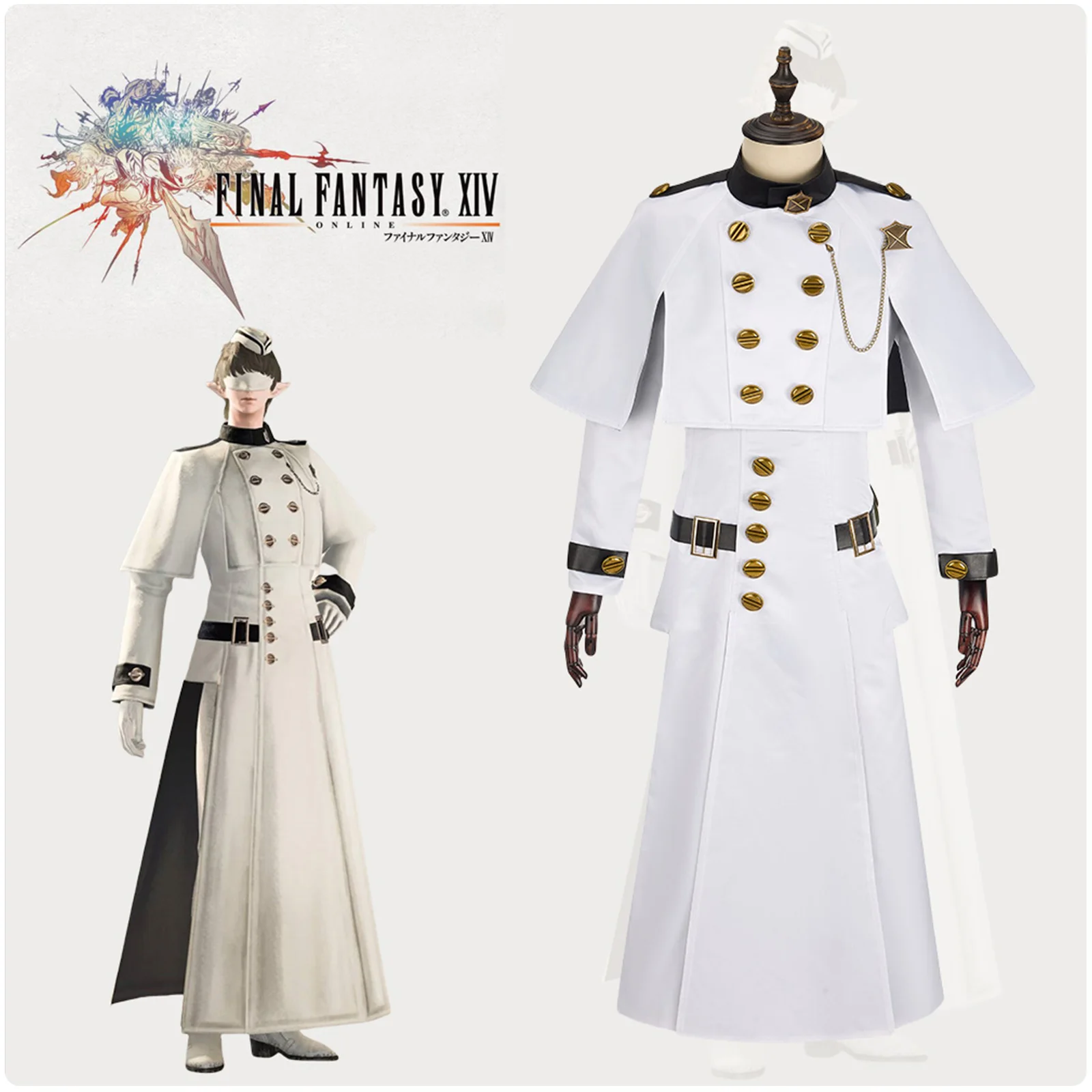 Nael YoRHa Type-51 Robe of Casting Cosplay Costume White Dress Pants Headgear Halloween Outfits