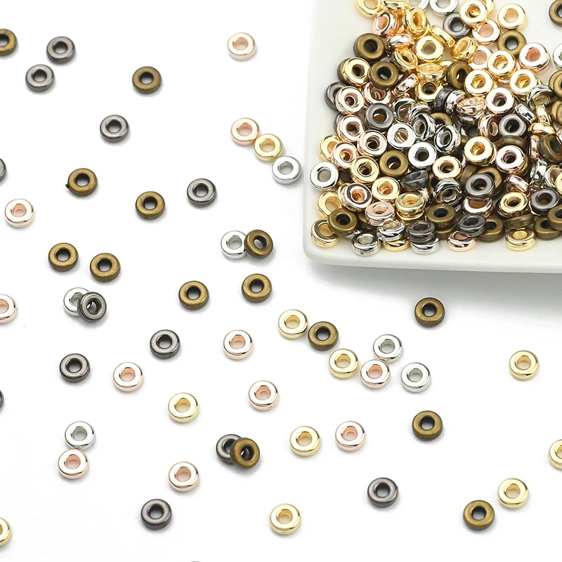 100~400pcs Flat Round Spacer CCB Material Gold Silver Plated Loose Bead For Jewelry Making Pendant Necklace Bracelet Charm 6mm