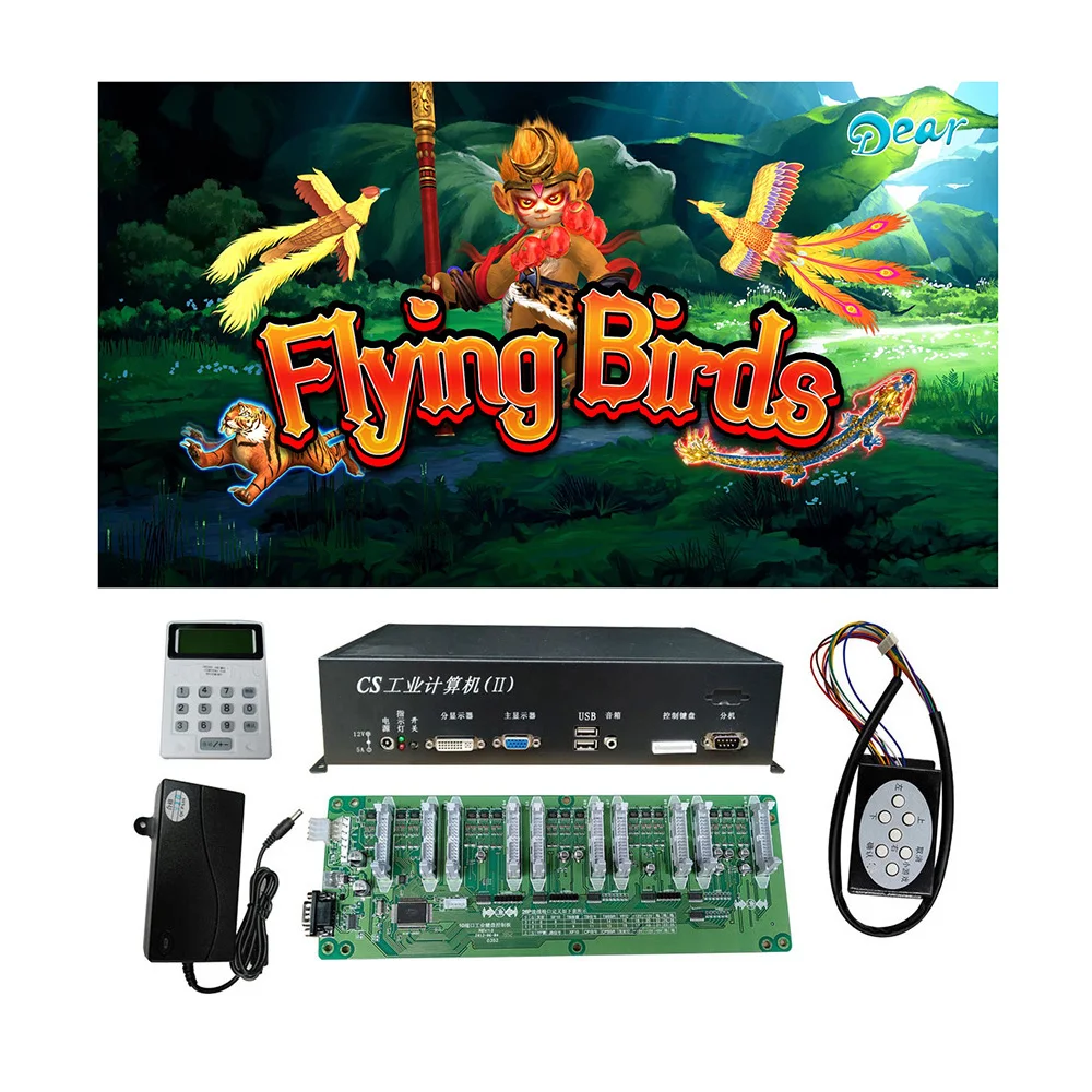 USA Popular 4/6/8/10 Players Flying Birds Fish Hunter Arcade Shooting Game Machine Host Accessories