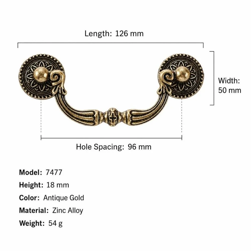 Zinc Alloy Antique Bronze Cabinet Pulls European Carved Wardrobe Door Handles Vintage Bronze-Finished Cabinet Drawer Knobs