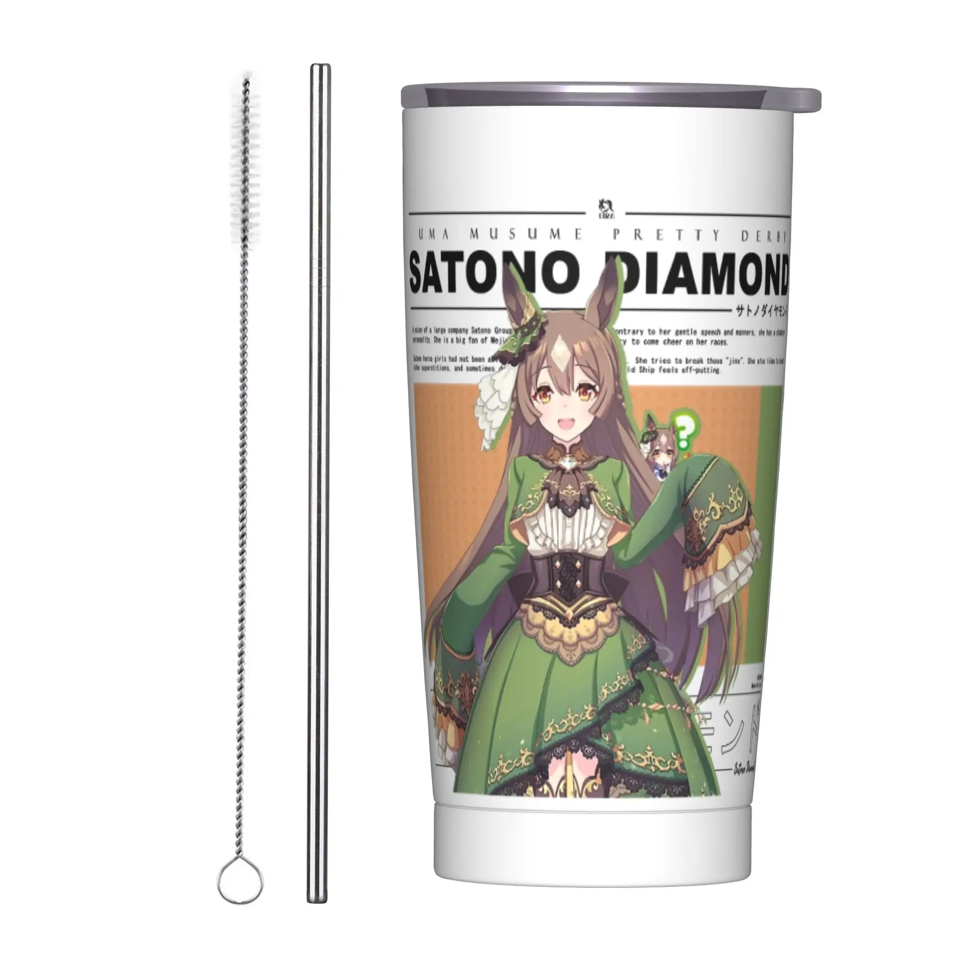 Stainless Steel Tumbler Satono Diamond UmaMusume Pretty Derby Thermal Cups  Leakproof Cold and Hot Mugs Cup Driving Water Bottle