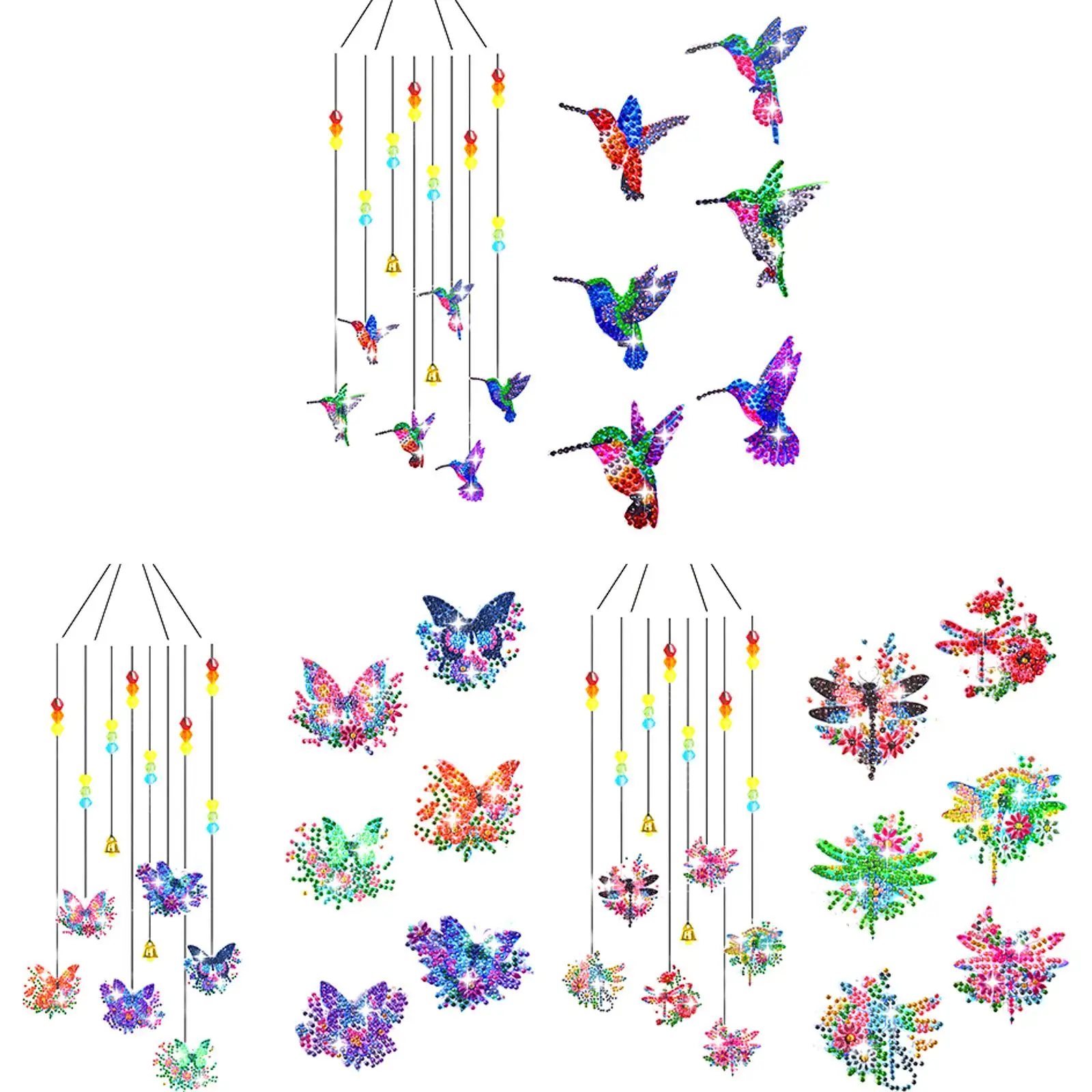 

Алмазная мозаика «Ветряной колокольчик»: Двусторонний набор для творчества со стразами для декора дома и сада, Алмазное украшение для стен