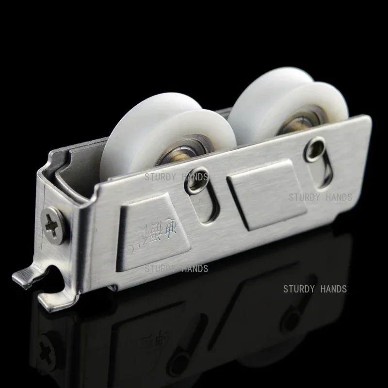 2pcs/lot Panning Cupboard Door Stainless Steel Double Wheel Roller Sliding Doors Windows Sliding Track Pulley Furniture Hardware