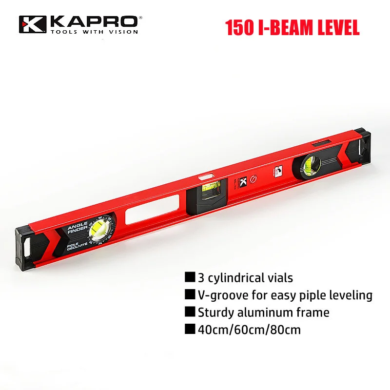 

KAPRO High Precision 40/60/80CM Aluminum Alloy Leveling Ruler 3 Vials 360 Degree Rotatable Bubble Angle Finder Level Ruler