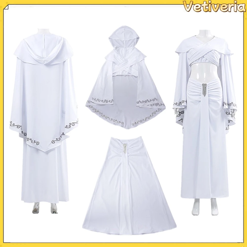 

Movie Space Battle Padme Amidala SuitCosplay Costume Top Skirt Roleplay White Disfraz Disguise Halloween Carnival Party Outfits
