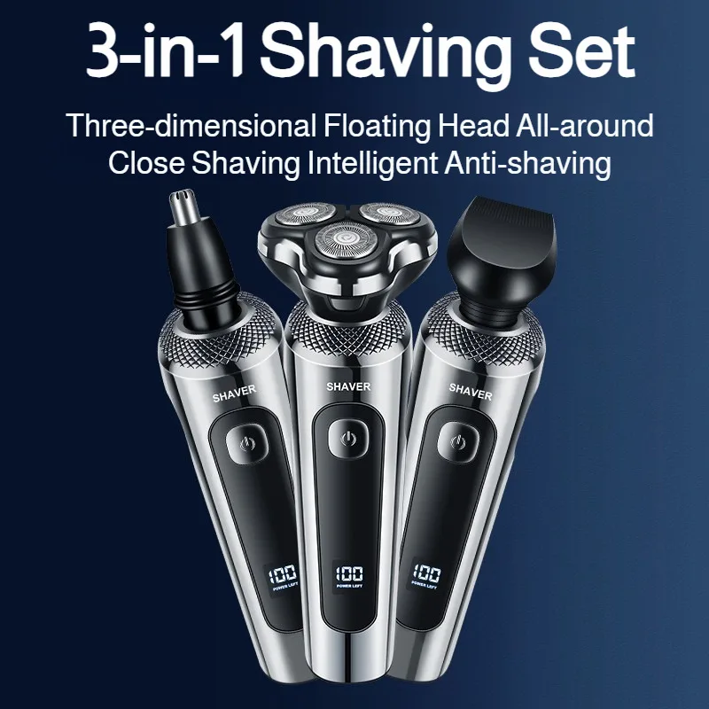 Smart Digital Display Electric Shaver With Floating Heads Full Body Washable For Men's Daily Grooming Home Travel Use