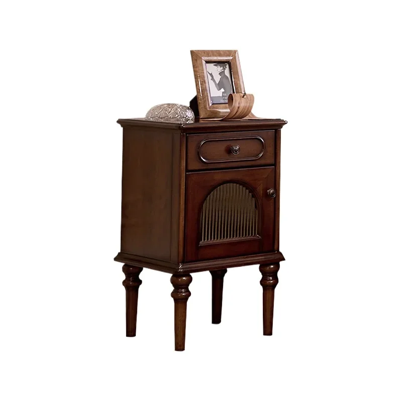 French bedside table, all solid wood retro single drawer, classic master bedroom