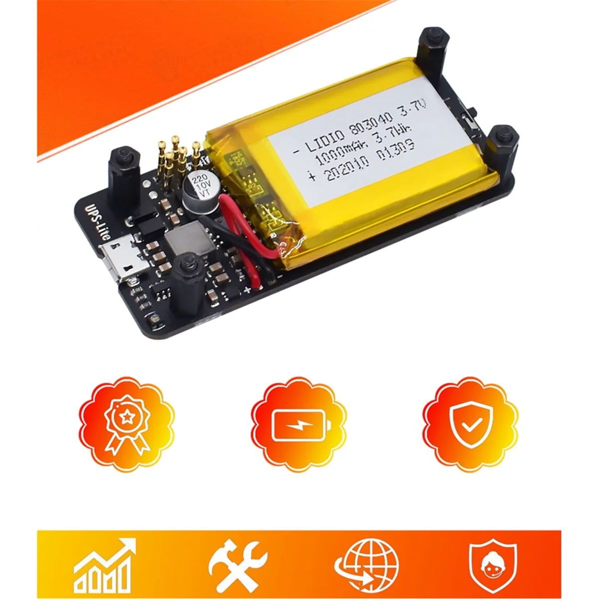 AT41UPS-Lite Power Board for Raspberry Pi Zero Battery Pack Charger Accessory Built in 1000MAh with Power Detection Function